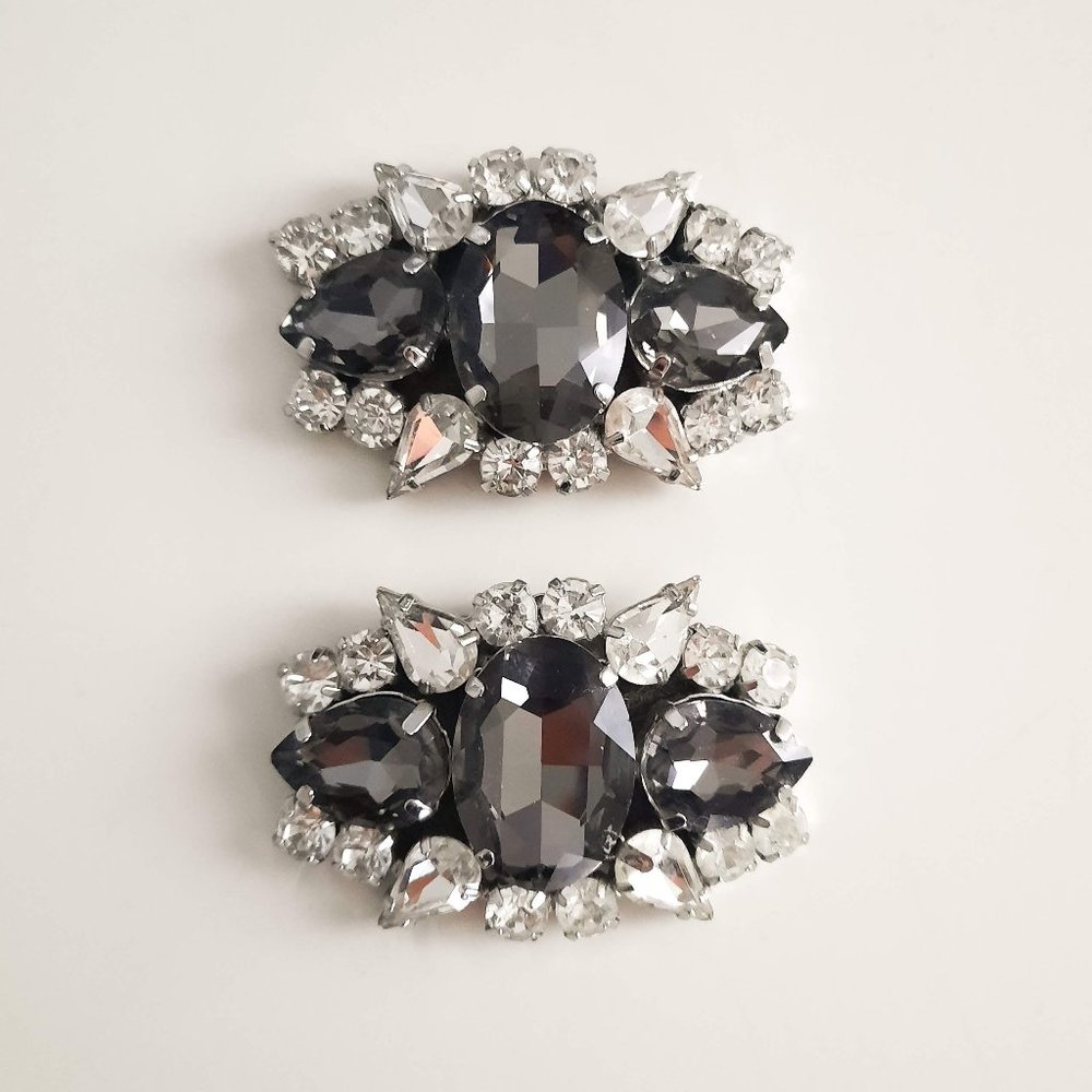 Diamond & Black Decorative Shoe Clips